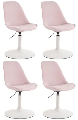 Produktbild von CLP 4er Set Esszimmerstühle Maverick Samt drehbar und stufenlos verstellbar pink Gestell Farbe weiß
