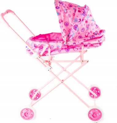 Produktbild von Klappbarer Puppenwagen Buggy Rosa - Leicht & Kompakt - Spielzeug für Puppen ab 3 Jahren