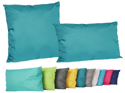 Produktbild von 2er Set Outdoor Lounge Kissen Set 45x45cm + 30x50cm Dekokissen Inkl. Füllung Wasserfest Sitzkissen Garten Lotus Effekt, Farbe:Petrol