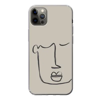 Produktbild von MuchoWow® Handyhülle Schutzhülle Hülle für iPhone 13 Pro Max Gesicht - Abstrakt - Strichzeichnung Silikon Softcase Handy Hülle - Mobiltelefon