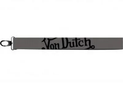Produktbild von Von Dutch Schlüsselanhänger mit Textilband, Grau, schwarzer Schriftzug, 35 cm Länge, 4 cm Breite