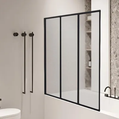 Produktbild von Faziango 120X140cm Badewannenfaltwand Badewannenaufsatz mit Duschwand Duschabtrennung Höhe 140cm Dusche Faltwand ,Schwarz