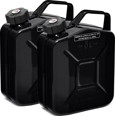 Produktbild von Oxid7® by BW Kraftstoffkanister Metall Benzinkanister 2x 5 Liter mit Schraubverschluss - Schwarz RAL 9005 - UN-Zulassung - Hergestellt in Europa