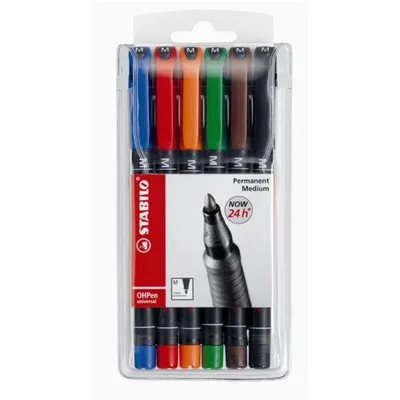 Image de Stylo à feuilles - STABILO OHPen universal - permanent medium - pack de 6 - avec 6 couleurs différentes