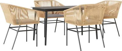 Produktbild von vidaXL 5-tlg. Garten-Essgruppe mit Kissen Braun Poly Rattan Glas