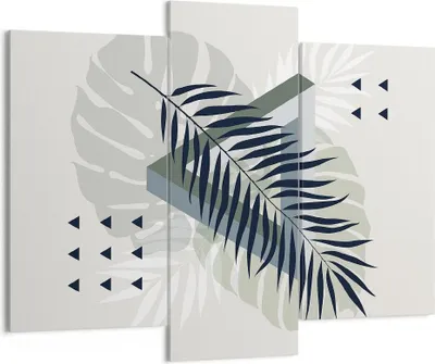 Produktbild von Bild auf Leinwand - Leinwandbild - 3 Teile - Monstera Palme Grafik - 130x100cm - Wand Bild - Wanddeko - Wandbilder - Leinwanddruck - Bilder - Wanddekoration - Leinwand bilder - CB130x100-4519