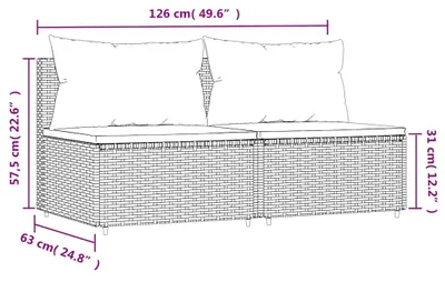 Obrázek produktu pro vidaXL Zahradní centrum Pohovky s polštáři 2 ks Black Poly Rattan