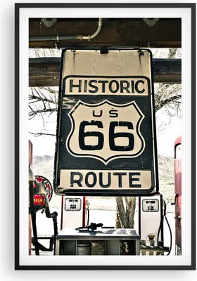 Produktbild von Gerahmtes Poster - Schwarzer Rahmen - Straße alt 66 USA - 61x91,5 cm - Wand Bild - Wanddeko - Wandbilder - Kunstposter - Wandposter - Bilderrahmen - Bilder - Kunstdruck - Wandbild - P2BPA61x91-3573