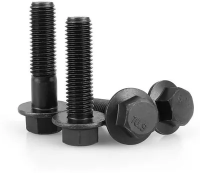 Zdjęcie produktu dla Śruby stalowe, gwintowane, z rowkiem - M6x12mm - 10 sztuk - Wysoka wytrzymałość - Nakrętka z kołnierzem