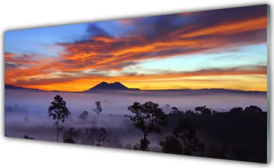 Produktbild von Acrylglasbilder 125x50 Wandbild Druck Bäume Nebel Landschaft