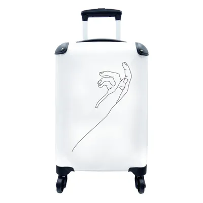 Produktbild von MuchoWow® Koffer Handgepäck Trolley Rollkoffer Kleine Reisekoffer mit 4 Rollen - Linienkunst - Minimalismus - Hand - Cabin Size < 55x40x23 cm & 55x40x20 cm - Fotokoffer - Kabinenkoffer - Boardgepäck - Reise-Box - Reisekoffer - Reisegepäck - Koffer mit Bild - Trolley für Kinder