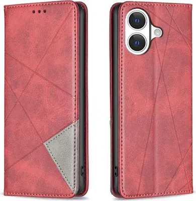 Produktbild von Mobigear Rhombus Slim iPhone 17 Hülle Klapphülle - Rot