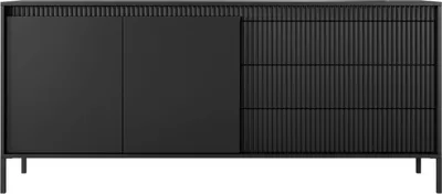 Produktbild von GrainGold Kommode Sorano - Kommode mit Schubladen und Türen - Sideboard, TV-Kommode - Kommode Schwarz