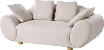 Produktbild von BELIANI Sofa Hellbeige Stoff 2-Sitzer mit Holzbeinen Kissen Modern Dicke Polsterung Gemütlich Bequem Wohnzimmer