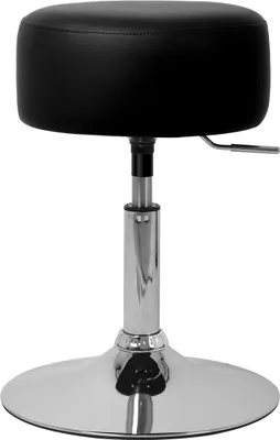 Produktbild von ML-Design Schminkhocker Schwarz Ø 33cm, aus Stahl mit Kunstleder-Bezug, Hocker Rund höhenverstellbar 52-65cm