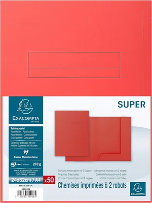 Produktbild von EXACOMPTA Aktendeckel SUPER 250 DIN A4 Karton rot 50 Aktendeckel