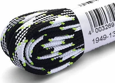 Produktbild von RINGELSPITZ - Neonsenkel flach - 130 cm, schwarz/weiß/neongrün