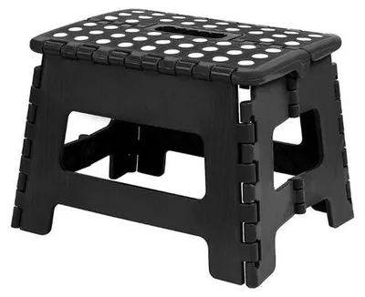 Produktbild von Famanu Klappbare Kinderhocker - Schwarz, 29 cm breit, 22 cm hoch, bis 100 kg belastbar
