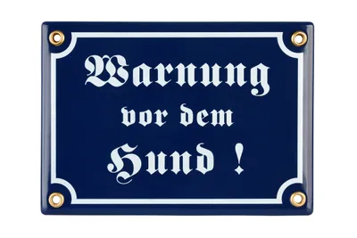 Produktbild von Warnung vor dem Hund Schild – 12x17 cm - Keramik Emaille - Wetterfest – Hundewarnschild – Vorsicht Hund Schild – Emailleschild – Emailschild (Blau)
