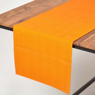 Produktbild von HOMESCAPES Tischläufer aus 100% Baumwolle, orange