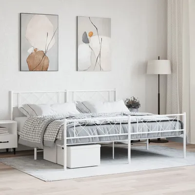 Produktbild von Cloris Designermöbel Bettgestell mit Kopf- und Fußteil Metall Weiß 183x213 cm 2024 Neu