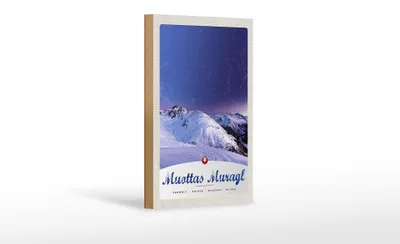 Produktbild von Holzschild Reise 12x18 cm Muottas Muragl Schweiz Winter Schnee