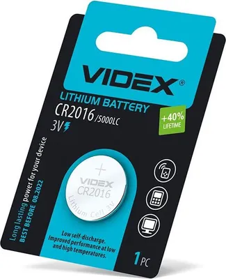Zdjęcie produktu dla Bateria litowa VIDEX CR2016, 1 sztuka, opakowanie blistrowe