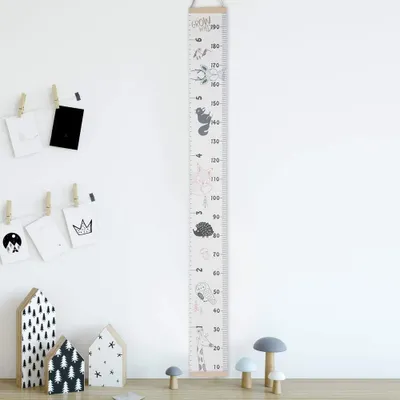 Produktbild von Wand-Wachstumsmesslatte für Kinder mit Maßband, 200 x 20 cm, Tiermotiv, abnehmbares Papier