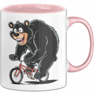 Produktbild von Bär Auf Fahrrad Tasse Geschenk Lustige Geschenkidee Spruch (Rosa)