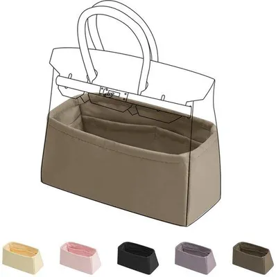 Produktbild von Gepolst Tasenorganizer in Zijde für Birkin-Größe-Taschen, Tasenorganizer mit innenliegender Tasche (Grau, BK35)