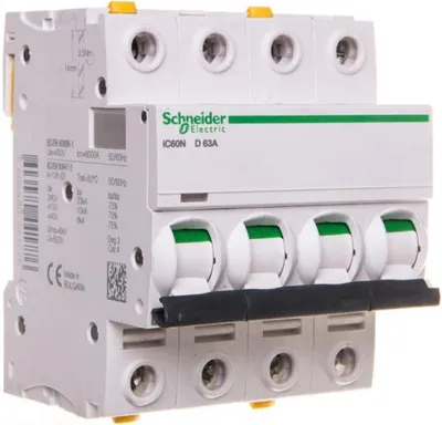Image de Schneider Electric Disjoncteur de protection de circuit iC60N, 4P, 63A, caractéristique D A9F05463