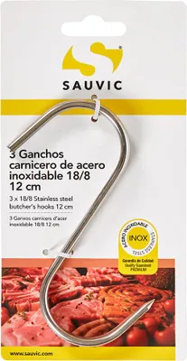 Image de Crochets De Boucher Sauvic Acier Inoxydable 18/8, 12 Cm - Sauvic