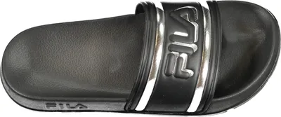 Produktbild von Damen-Pantolette Schwarz mit Logo und Kontrasten in Silber