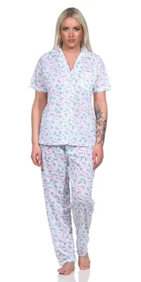 Produktbild von Damen Pyjama kurzarm Schlafanzug Pyjama-Set;  Weiß L/40