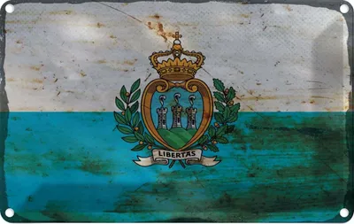 Produktbild von vianmo Blechschild 12x18 cm San Marino Rost Flagge Fahne Wappen