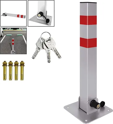Produktbild von YARDIN Parkovacia zábrana parkovací stĺpik skladacia parkovacia zábrana s 3 kľúčmi, oceľový robustný stĺpik zábrany, parkovacia zábrana (1 kus)