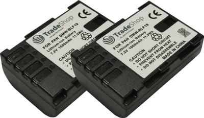 Produktbild von 2x Trade-Shop Li-Ion Akku 1600mAh ersetzt DMW-BLF19 passend für Panasonic DMC-GH3, DMC-GH3A, DMC-GH3H, DMC-GH3GK, DMC-GH3AGK, DMC-GH3HGK, DMC-GH3KBODY