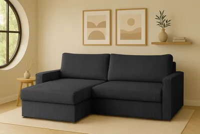 Produktbild von Kaiser Möbel Ecksofa mit Schlaffunktion und Bettzeugablage LUBEKA, Stoff Poso Graphit Rechts