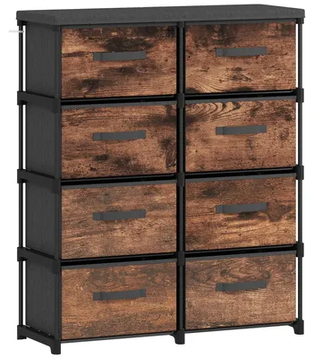 Produktbild von Kommode mit 8 Schubladen, Stoffkommode mit Metallgestell, für Schlafzimmer & Wohnzimmer, Vintage Braun
