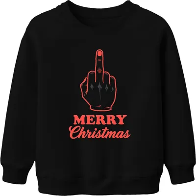 Immagine prodotto di MERRY Christmas dito medio sfacciato sarcastico Natale divertente unisex bambini felpa maglione, nero, 104