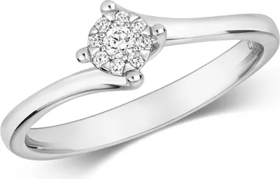 Produktbild von Funkelndes Feuer 9 Karat (375) Weißgold Damen - Diamant Solitärring Brillant-Schliff 0.08 Karat G - I1 I2, 50 (15.9); TRS317079KWRSK