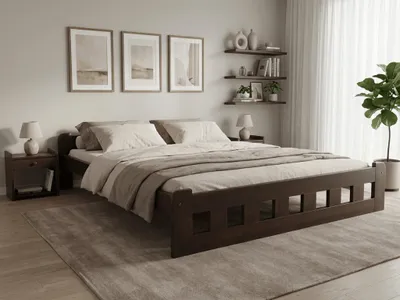 Obrázek produktu pro Postel Naomi zvýšená 140x200 cm, ořech Matrace: bez matrace, Rošt: Bez roštu
