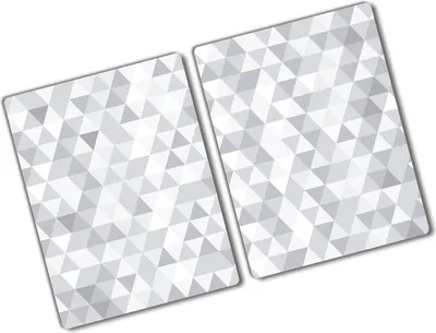 Produktbild von Tulup Glas Herdabdeckplatte - 2x40x52 cm - Glaskeramikkochfeld-Abdeckung Spritzschutz Glasabdeckplatte Kochplattenabdeckung und Schneidebrett - Zweiteilig - Sonstige - Graue Dreiecke - Grau