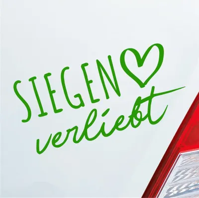 Produktbild von Auto Aufkleber Siegen verliebt Herz Stadt Heimat Liebe Car 19x9 cm Hellgrün Sticker Heckscheibenaufkleber