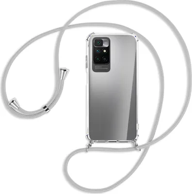 Produktbild von Handykette Backcover-Schutzhülle mit Band (Metall silberfarben) für Xiaomi Redmi 10 - silbergrau