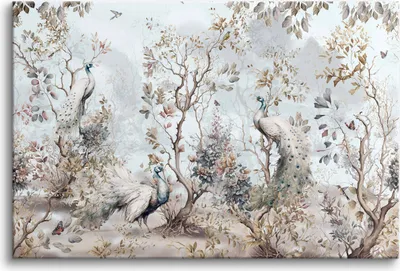 Obrázok produktu pre Plátno nástenná maľba do obývačky stromy pávy vtáky 80x120cm
