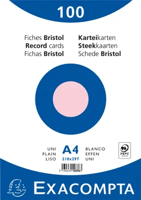 Produktbild von Exacompta Karteikarten blanko DIN A4 100 Stück rosa