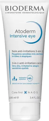 A white tube of Bioderma Atoderm Intensive Eye cream.