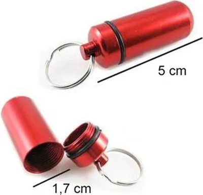 Produktbild von CHPN – Wasserdichter Schlüsselanhänger – Medikamentenetui – Pillenetui – Schlüsselanhänger Rot – Aluminium – 5 cm