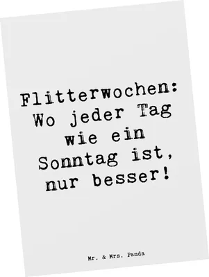 Produktbild von Mr. & Mrs. Panda Postkarte Spruch Flitterwochen-Magie - Weiß - Geschenk, Heiraten, Ansichtskarte, Bräutigam, Hochzeit, kunstkarte, Postkarten, einzelkarte, Grußkarte